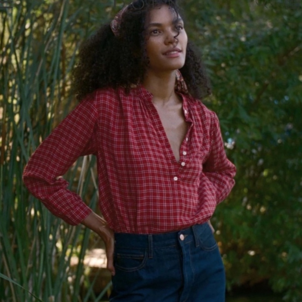 Doen Holde Top in Rouge Cottage Plaid